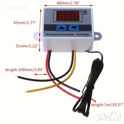 Терморегулатор XH-W 3001, 220 V, -50 до +110° C, - 100см сонда, снимка 2 - Друга електроника - 52283604