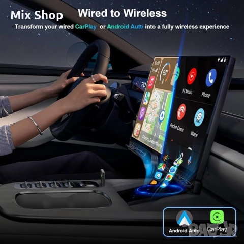 Преобразувател за безжичен CarPlay и Android Auto Plug & Play кола, снимка 2 - Друга електроника - 52129919
