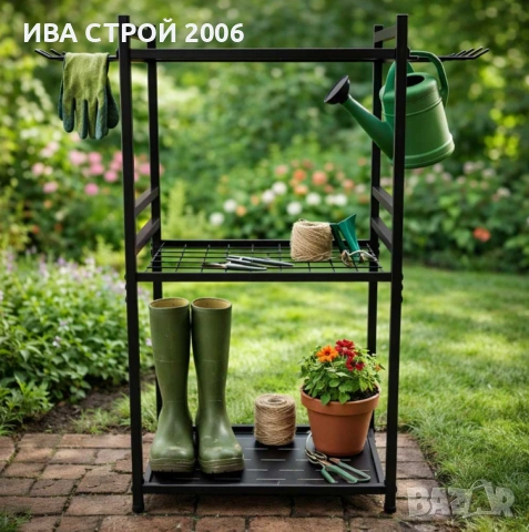 Стойка за градински инструменти | Органайзер за лопати, гребла и метли, снимка 4 - Градински инструменти - 54180259