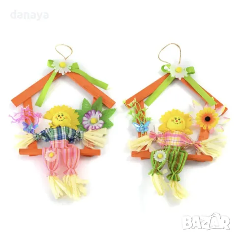 5803 Висяща великденска украса Слънчоглед на къщичка, 22 см, снимка 2 - Декорация за дома - 49424799
