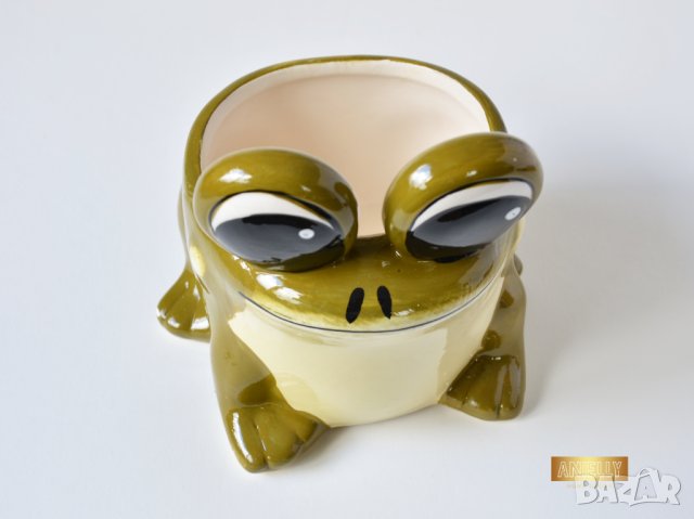 Керамична саксия - жаба / Подарък за нов дом / Керамична саксия с форма на жаба, снимка 6 - Декорация за дома - 40513271