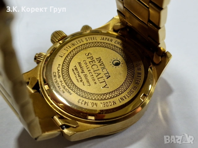 Часовник Invicta Specialty Chronograph Gold Model 1423, снимка 5 - Мъжки - 54324254