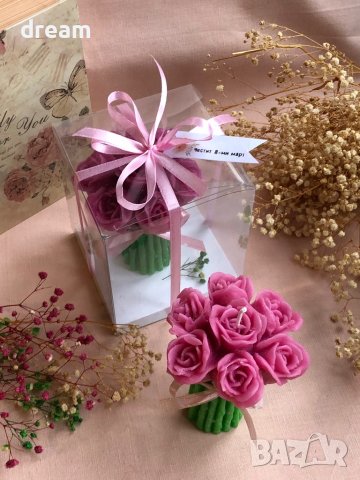 Ръчно изработени ароматни свещи”Букет от рози”, снимка 14 - Декорация за дома - 39399099