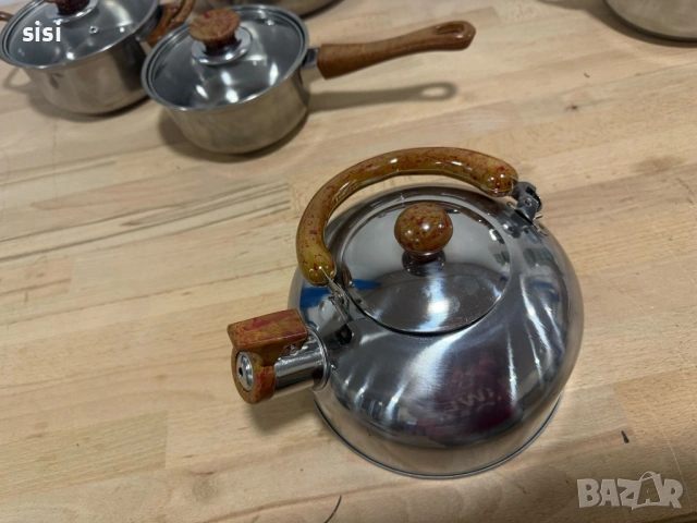 Комплект тенджери + подарък кухненски прибори розов, черен или зелен цвят DJ37+TV1316, снимка 8 - Прибори за хранене, готвене и сервиране - 54144015