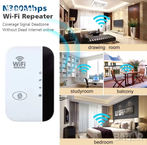  Усилвател за безжичен интернет, Range Extender, WiFi Repeater, 300Mbps, снимка 5 - Рутери - 52255666