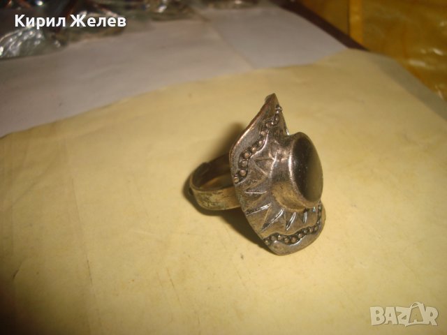 СТАР СРЕБРИСТ МЕСИНГОВ ОРНАМЕНТИРАН РЕГУЛИРУЕМ РЕТРО АРТ ПРЪСТЕН 7128, снимка 2 - Пръстени - 37420170