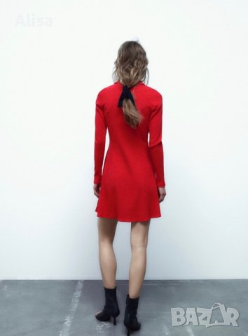 Червена мини рокля на Зара, снимка 6 - Рокли - 39873962