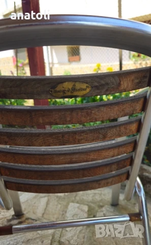 2 Стола  алуминий и дърво лакирани втора употреба от Германия, снимка 3 - Столове - 50723951