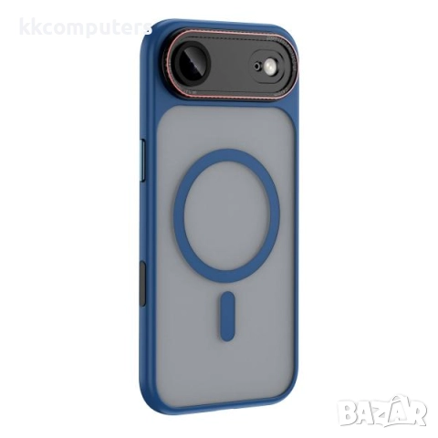 Калъф силикон мат Lens Protection MagSafe / Синя рамка / за iPhone 17 Pro 6.3