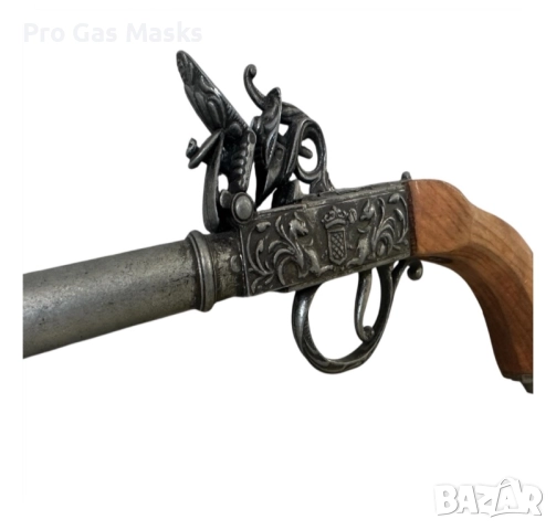 Винтидж Пистолет уникален Рядък пиратски реплика копие античен дърво и метал, стенен декор, декорати, снимка 2 - Други - 52703693