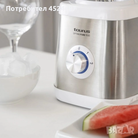 Блендер Taurus Optima Pure – 1500W мощност, 1,5L стъклена кана и ледосекач, снимка 4 - Блендери - 51604878