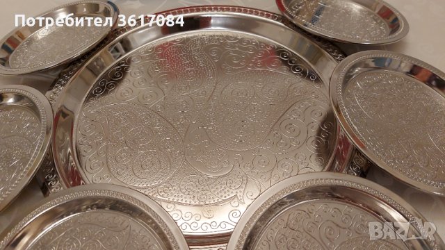 Руски метален десертен сервиз (подноси, табли), снимка 5 - Антикварни и старинни предмети - 39379376