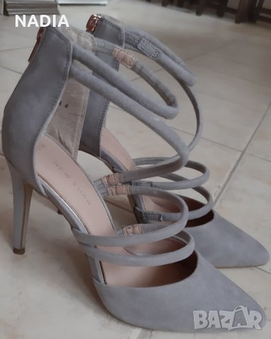 Сиви обувки на ток, снимка 1 - Дамски обувки на ток - 31981597