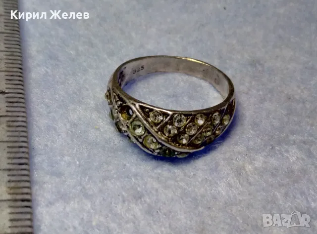 СТАР СКЪПОЦЕНЕН СРЕБЪРЕН ПРЪСТЕН СРЕБРО 925 с ИСКРЯЩИ ФАСЕТИРАНИ ЦИРКОНИ 48652, снимка 7 - Пръстени - 50354713