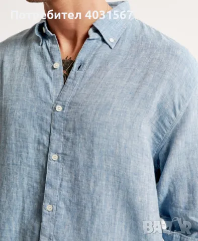 Риза 100% лен Abercrombie & Fitch размер XL - взимана за 75 евро, нова, снимка 2 - Ризи - 50421523