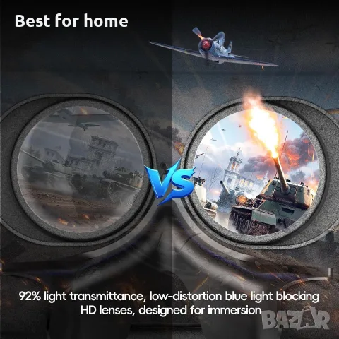 DESTEK V5 VR слушалки за телефон, 110°FOV HD антисини лещи за защита на очите, снимка 6 - 3D VR очила за смартфон - 55885890