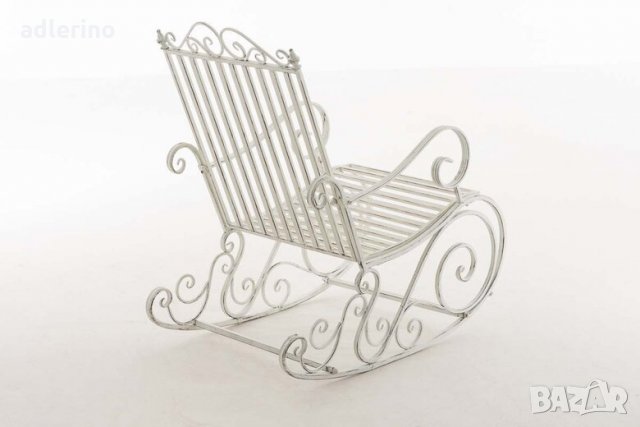 Люлеещ се стол Усмивка, ретро бял, люлеещ стол, 150 кг, уникален стол, градински стол, стол за терас, снимка 5 - Столове - 34148586