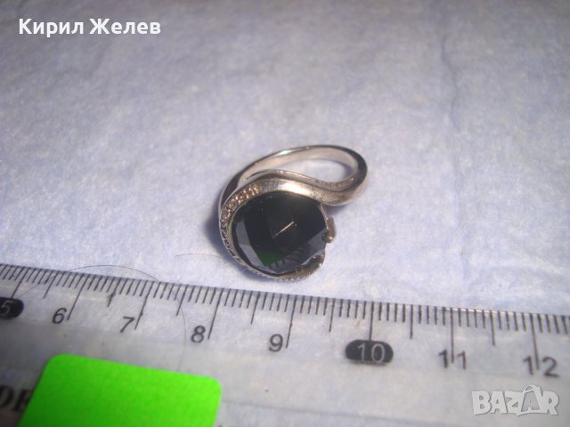 ПРЕКРАСЕН СКЪПОЦЕНЕН СРЕБЪРЕН АРТ ДЕКО ПРЪСТЕН СРЕБРО 925 ГОЛЯМ ЮВЕЛИРНО ФАСЕТИРАН ЧЕРЕН ОНИКС 28736, снимка 5 - Пръстени - 37252446