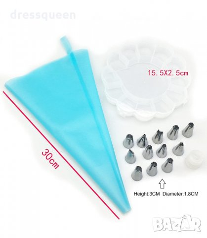 3132 Силиконов шприц за сладки с 12 стоманени форми, снимка 4 - Прибори за хранене, готвене и сервиране - 34238602