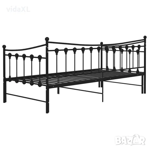 vidaXL Рамка за легло, разтегателен диван, черна, метал, 90x200 см, снимка 10 - Спални и легла - 56146793