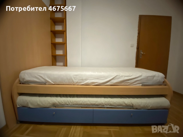 Двойно детско легло 90x200см, с матраци, снимка 7 - Спални и легла - 52753779