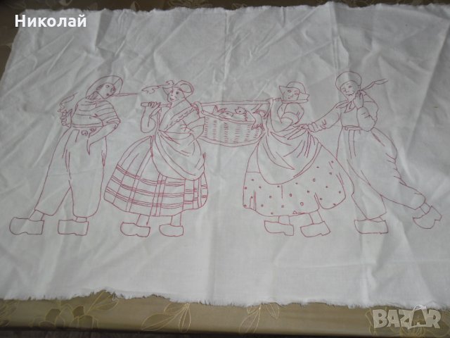 Бродерия на бял памучен плат, снимка 1