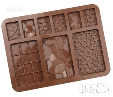 микс шоколад шоколадов блок парченца различни текстури силиконов молд форма фондан гипс смола, снимка 3 - Форми - 35495478