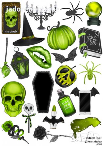 Скрапбук стикери за декорация планер halloween хелоуин самозалепващ лист А5 - различни видове, снимка 8 - Други - 38086615