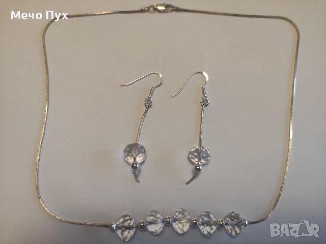 Сребърен комплект,колие и обеци (6) (6), снимка 5 - Бижутерийни комплекти - 38817023
