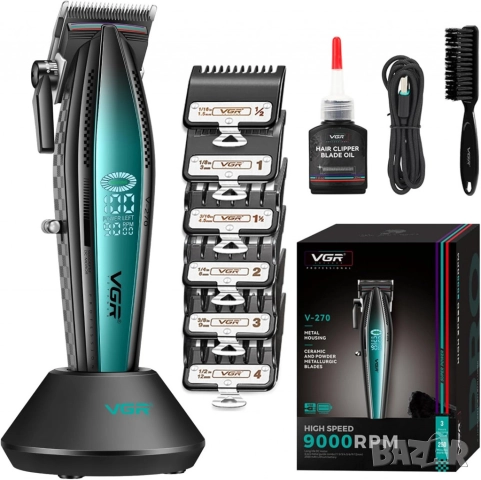 Професионална машинка за подстригване VGR 270 – Безжична, високоскоростна, с керамично острие и LED , снимка 7 - Тримери - 52093529