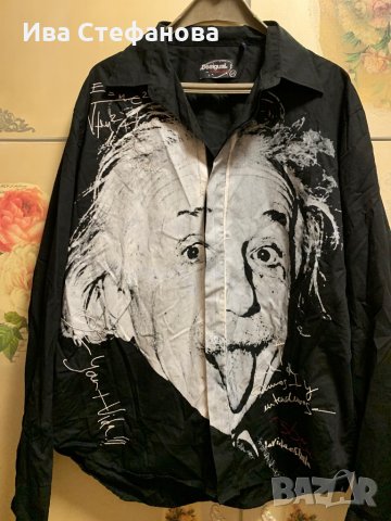 Топ хит мъжка черна риза с лице Десигуал ,Айнщайн  -Desigual, снимка 8 - Ризи - 29361617