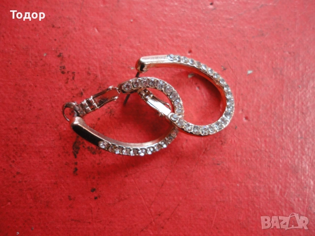 Позлатени обеци обици с камъни 1, снимка 5 - Обеци - 54088783