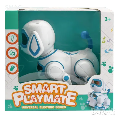 Играчка робот Батерия Умно куче Бяло Синьо със звук S_1169533, снимка 2 - Други - 47935379