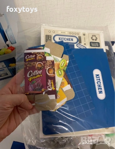 Малка детска кухня с мивка с течаща вода - 46 см. - синя, снимка 6 - Образователни игри - 53354041