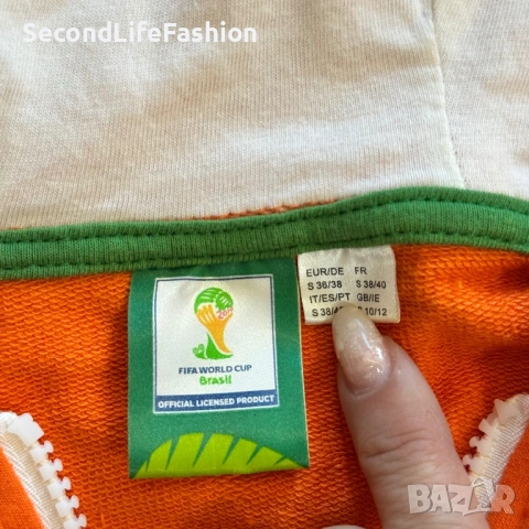 Дамско спортно яке с цип, размер S, за Световно първенство по футбол Бразилия 2014 Нидерландия, снимка 2 - Якета - 53175443