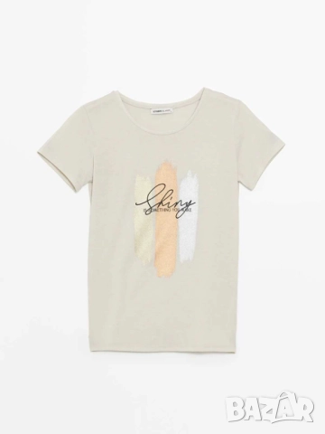 Дамска тениска с щампа LC Waikiki, 63% полиестер, 37% вискоза, Бежова, XXL