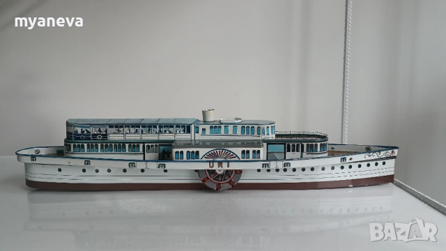 Ламаринена, vintage играчка, представляваща модел на швейцарския параход с гребни колела "Uri" , снимка 6 - Коли, камиони, мотори, писти - 54166086