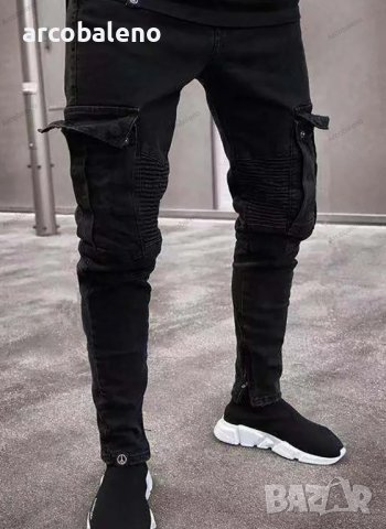 Мъжки модни карго дънки в уличен стил 