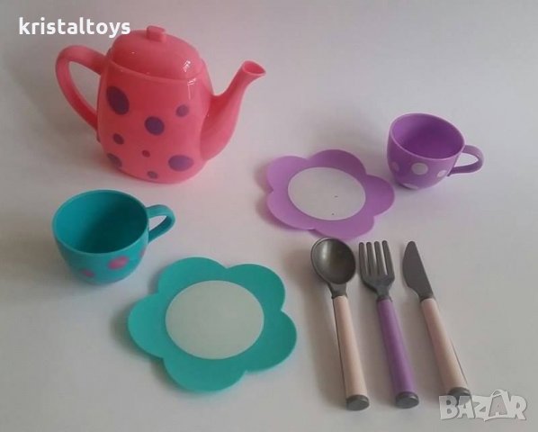 Детски Комплект Кана с чаши за чай  и прибори за кукли
