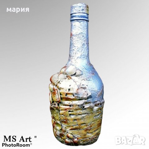 Ръчно декорирана бутилка микс медия!, снимка 5 - Декорация за дома - 28261035