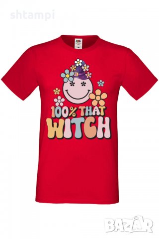 Мъжка тениска 100 percent that witch,Halloween,Хелоуин,Празник,Забавление,Изненада,Обичаи,, снимка 3 - Тениски - 38132517