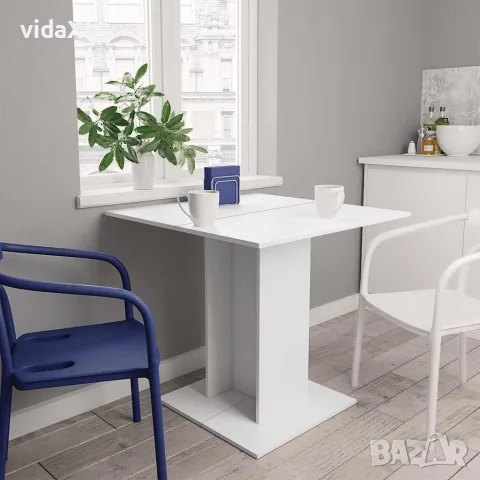 vidaXL Трапезна маса, бяла, 80x80x75 см, инженерно дърво, снимка 2 - Маси - 56147748
