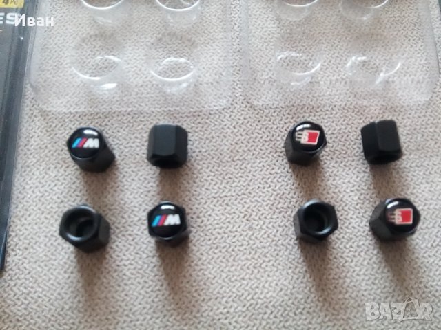 Качественни черни капачки за вентили на гуми с емблема BMW M и Ауди Audi S line кола автомобил, снимка 3 - Аксесоари и консумативи - 30582159