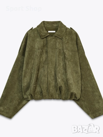 Дамско яке бомбър с ефект на велур 
