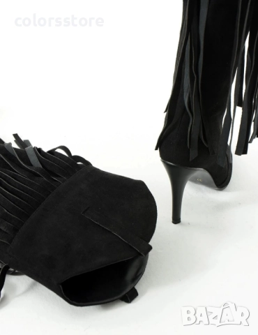 Ботуши на ток - черен велур - RS52