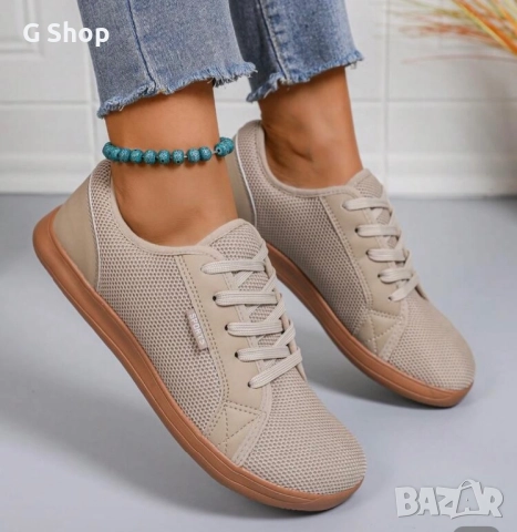 Дамски боси обувки кецове платненки бежави, снимка 5 - Дамски ежедневни обувки - 52406119