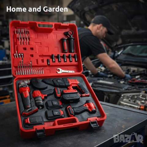 Комплект 4 в 1 — акумулаторен перфоратор, гайковерт, винтоверт и ъглошлайф 36V 8A, снимка 4 - Други инструменти - 53938020