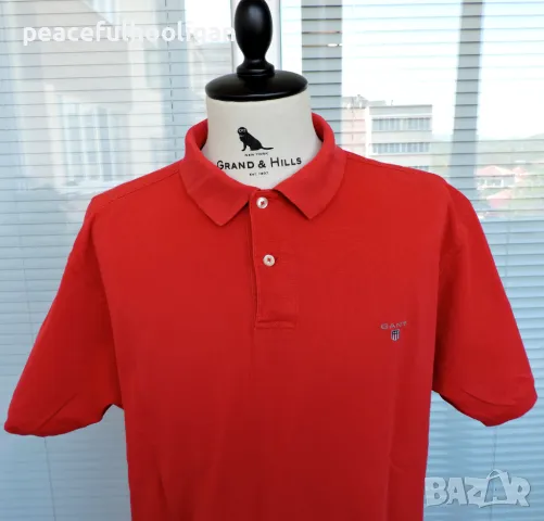 Gant Mens Red Short Sleeve Cotton Pique Casual Polo Cotton T-Shirt Size XL, снимка 2 - Тениски - 50326635