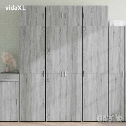 vidaXL Шкаф за съхранение, сив сонома, 70x42,5x225 см, инженерно дърво, снимка 2 - Бюфети - 56146886