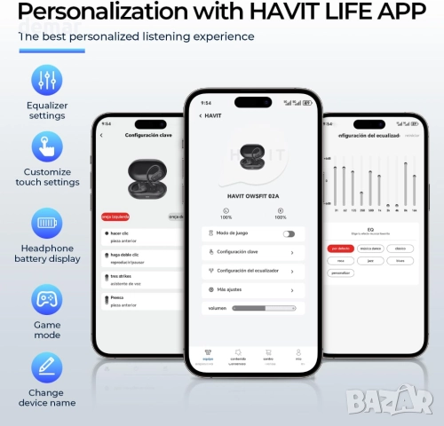 Havit OWS915 слушалки с отворени уши, безжични Bluetooth, IPX5, дълбок бас, 64 часа, снимка 8 - Безжични слушалки - 51933975